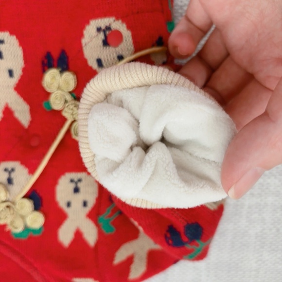 Chinese QiPao Red sweater long sleeve bodysuit - Picture 9 of 11